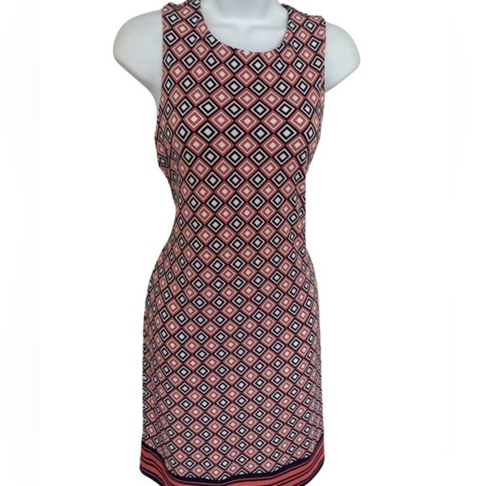 Michael Kors Shift Dress -S navy , pink , polyester spandex